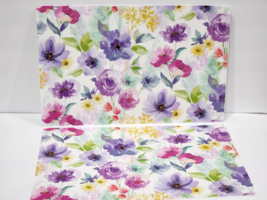 6pc Summer Spring Watercolor Floral Plastic Placemats Lavender Pink Kitc... - $29.69
