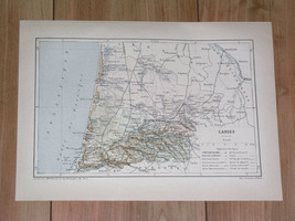 1887 Antique Original Map Of Department Of Landes MONT-DE-MARSAN / France - £19.62 GBP