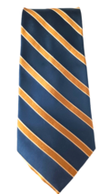 Nautica Classic Style Men&#39;s Tie 100% Silk Navy &amp; Gold Stripes  4 in x 59 in - £12.76 GBP