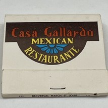 Vintage Matchbook Cover  Casa Gallardo Mexican Restaurant  Boca Rayon, FL  gmg - £9.89 GBP