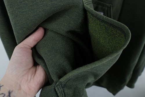 Vtg Carhartt Mens 2XL Faded Spell Out Box Logo Hoodie Sweatshirt Heather Green Item image 6