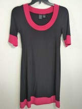 Suzie in the City Black Pink Sheath Dress Short Sleeves Size Small - £11.79 GBP