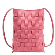Woven Vegan Leather Kylie Crossbody Bag Barbiecore Pink - £23.68 GBP