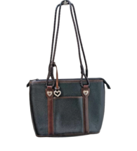 Brighton Black Pebble Leather Handbag Shoulder Bag Heart Charm Braided Strap - £45.95 GBP