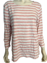 NWT T by Talbots Pink and White Striped 3/4 Sleeve T Shirt Size XL - £22.41 GBP
