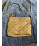 NINE WEST Mustard Brown Faux Leather Quilted Studded 3-Conpartment Cross... - £11.31 GBP