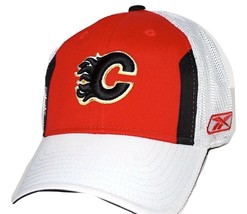 Calgary Flames Reebok NHL Draft Stretch Fit Hockey Cap Hat  OSFM - £16.31 GBP