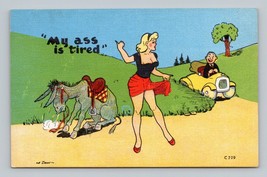 Risque Comic Woman Has Tired Ass Artist Signed Harry Dean UNP Linen Postcard M1 - £4.23 GBP