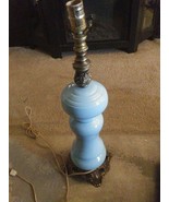 Vintage Table Lamp Accurate Casting Blue Solid Pattern 2 feet tall - $2,114.89 MXN