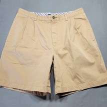 Tommy Hilfiger Vintage Men Shorts Size 36 Brown Camel Preppy Pleats Chino Cotton - £12.03 GBP