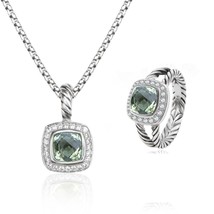JADE ANGEL Ring Jewelry Set Faux Sapphire Rope Ring Pendant and Earring Set Desi - £64.72 GBP