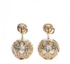 Auth Christian Dior Pearl Secret Cannage Mise En Dior Tribales Earrings Gold - £318.74 GBP