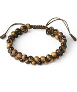 Natura Stone (Tiger Eye)  Double Layers Bracelet Unisex 7.5&quot; - $367.38 MXN