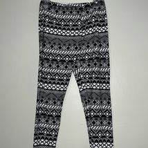 Bobbie Brooks Ladies Leggings Size Medium Black White Print Soft Stretch - $6.17
