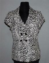 Classiques Snow Leopard Textured Silk Double Breasted Cap Sleeve Lined Jacket S - £29.65 GBP