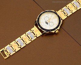 Brand New Designer Exclusive 22K 916% Gold Mens Man wrist Watch CZ Studd... - $8,687.25