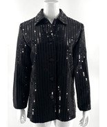 Cione Womens Sequin Jacket Coat Size 4 Black Button Up Evening Cocktail ... - $1,099.46 MXN
