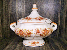 Vintage Glazed Ceramic Porcelain Japanese Floral Soup Tureen 1960&quot;s Coll... - $28.70