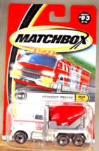 2000 Matchbox #93 Build It CEMENT TRUCK White w/Chrome 8 Spokes Fire Truck Card - $11.50