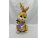 Vintage Ceramic Yellow Easter Bunny Holding Carrots 11&quot; - £39.51 GBP