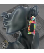 Womens Neon Colorful Acrylic Large Trapezoid Drop Dangle Statement Earrings - $16.47 CAD