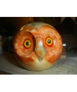 Owl Alabaster Paperweight Figurine Hand Carved Glass Eyes Italy Vintage ... - £23.42 GBP