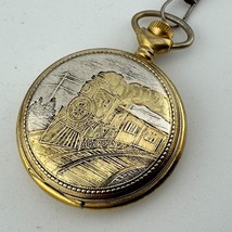Majestron Pocket Quartz Watch Dual Tone Half Hunter Railroad Train New B... - $37.99