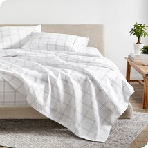 Bare Home Twin Sheet Set - 1800 Ultra-Soft, Twin, Modern Plaid - White/Grey - $788.00 MXN