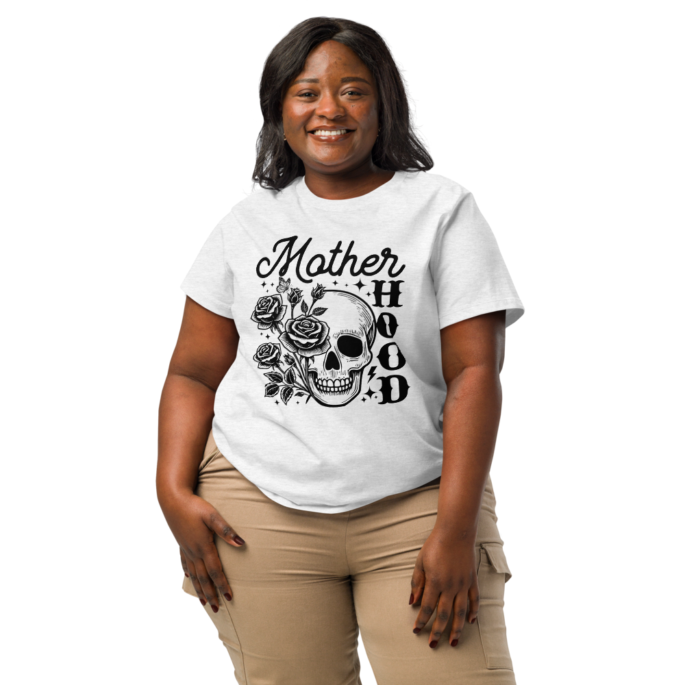 Women’s Organic Ribbed Neck T-Shirt – Motherhood (Cool Heather Grey) - $54.99