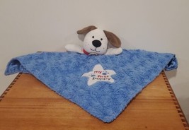 Okie Dokie Blue My First Puppy Security Blanket Dog Paw Print Star Rattle Lovey - £14.60 GBP