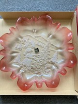 VTG Mikasa Christmas Story Frosted Glass Serving Platter with Ruffled Edge RED - £14.51 GBP