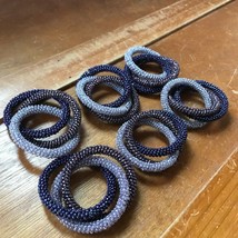 Estate Lot of 6 Shades of Purple Beaded Interlocking Triple Ring Napkin ... - $11.29