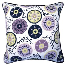 Lavender Purple &amp; Creamy White Medallion Reversible Pillow Cover, 18 x 18 - £24.73 GBP