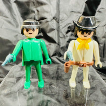 Two Playmobil Vintage Geobra Cowboys 1974 With Accessories Missing 1 Hat Holster - £12.36 GBP