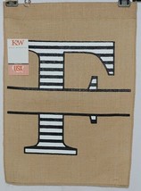 Kate Winston Brand Brown Burlap Monogram Black White F Garden Flag - $14.99