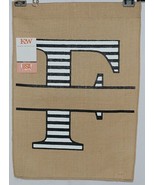 Kate Winston Brand Brown Burlap Monogram Black White F Garden Flag - £11.96 GBP