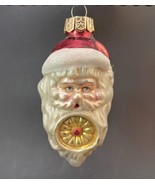 Blown Glass Christmas Ornament, Gold Beard Medallion Santa Head, 3.5 Inc... - $24.00