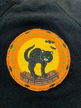 Halloween vintage black sweatshirt cat ghost graphics - $27.08 CAD