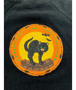 Halloween vintage black sweatshirt cat ghost graphics - $27.23 CAD