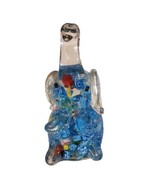 Millefiori Hand Blown Art Glass Elephant Paperweight Cobalt Blue with Fl... - £26.63 GBP