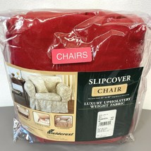 Fieldcrest Sure Fit Chair Slipcover Red Luxury Upholstery Weight Fabric SH - $34.95