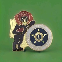 Lions Club Vintage Pin Florida Gold Tone Enamel American Bowl Football - $12.95