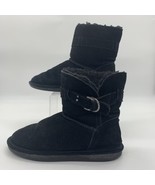 Bearpaw Boots Womens 8 Tessa Winter Shearling Mid Calf 1243W Black Suede... - £15.86 GBP