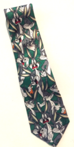 Bugs Bunny necktie silk green by Taufi Silk Handmade 58 in. long - $9.85