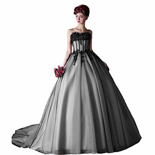 Kivary Custom Made Black Beaded Lace Long Formal Prom Wedding Dresses Ball Gown