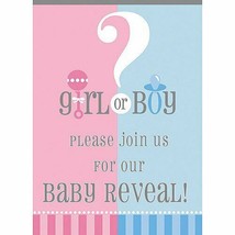 Gender Reveal 24 Boy Or Girl Foldover Invitations Baby Shower Party Supplies - £16.76 GBP