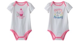 NEW Girls 1st First Birthday Short Sleeve Bodysuit Creeper 9 12 18 Months  - £0.77 GBP
