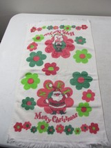 Vintage Cotton Merry Christmas Happy New Year Santa Snow Kitchen Hand Dish Towel - £18.49 GBP