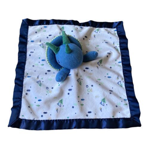 Primary image for Cloud Island Lovey Security Blanket Blue Dinosaur Baby Triceratops Satin Trim
