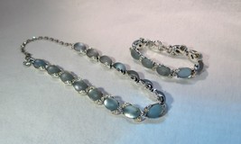 Vintage Kramer Moonglow Rhinestone Necklace &amp; Bracelet Set K1062e - £68.44 GBP